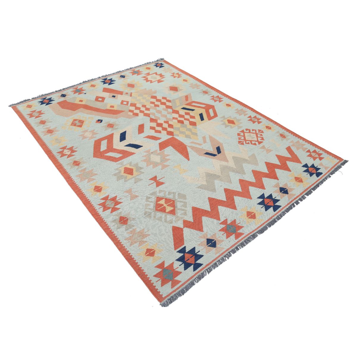 Kafkaas 5x7 Hand Woven Washable Wool Rug - Colorful
