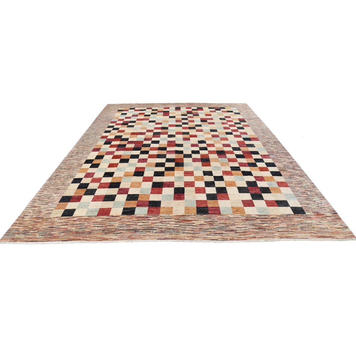 Modcar 10x13 Handmade Double Knotted Washable Wool Rug - Colorful