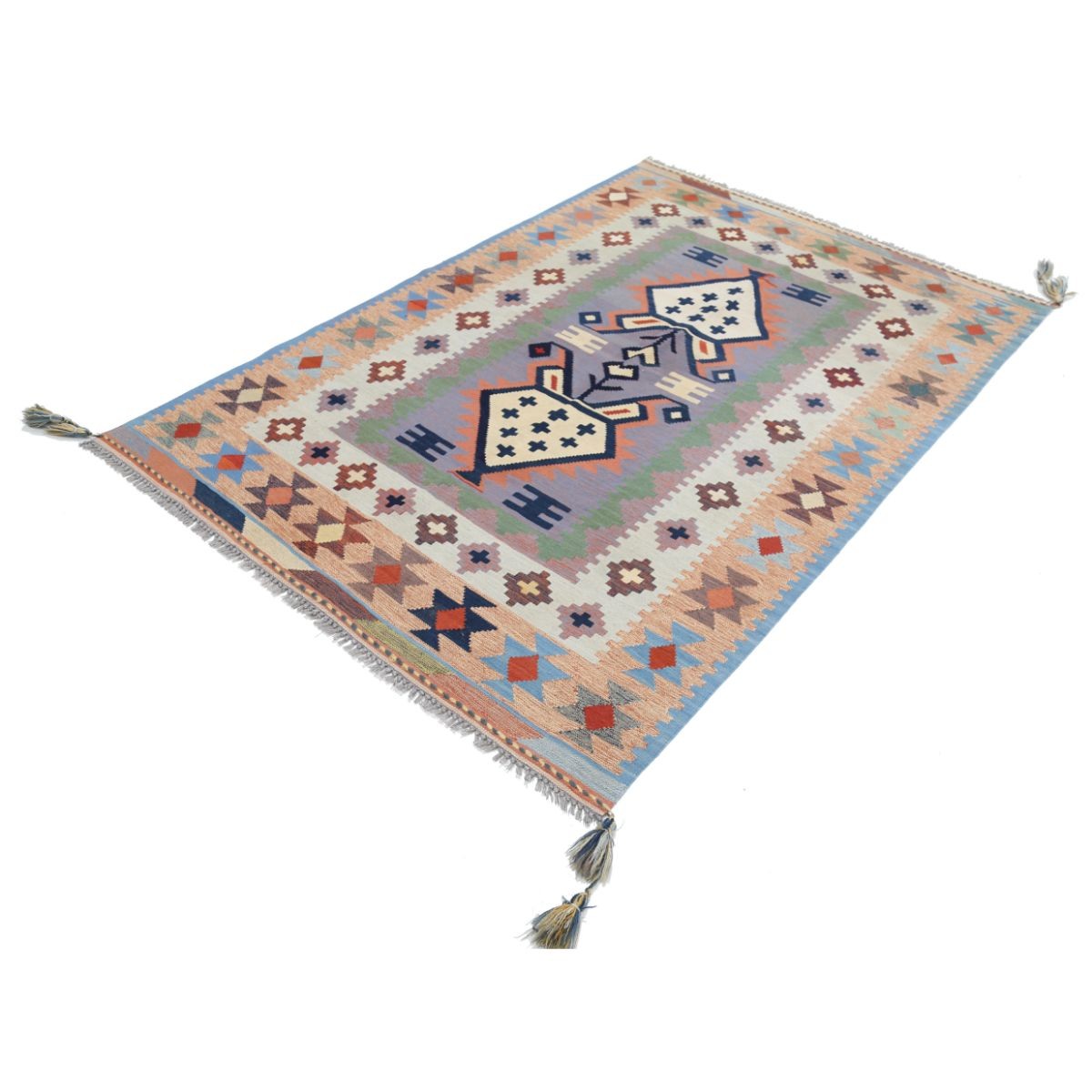 Kafkaas 5x7 Hand Woven Washable Wool Rug - Colorful