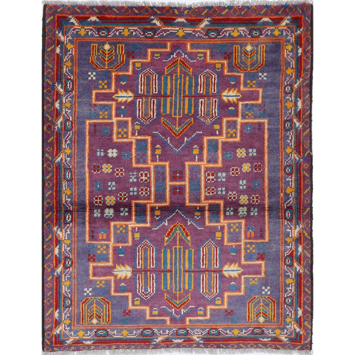 Revival 3x4 Handmade Double Knotted Washable Wool Rug - Colorful