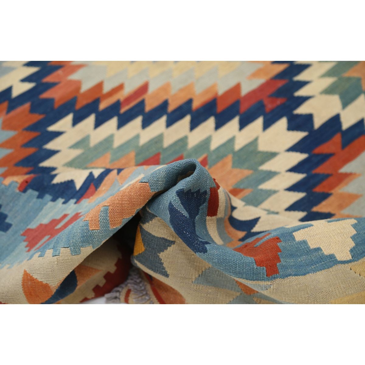 Kafkaas 7x10 Hand Woven Washable Wool Rug - Colorful
