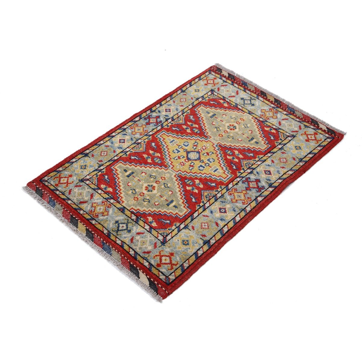 Revival 2x3 Handmade Double Knotted Washable Wool Rug - Colorful