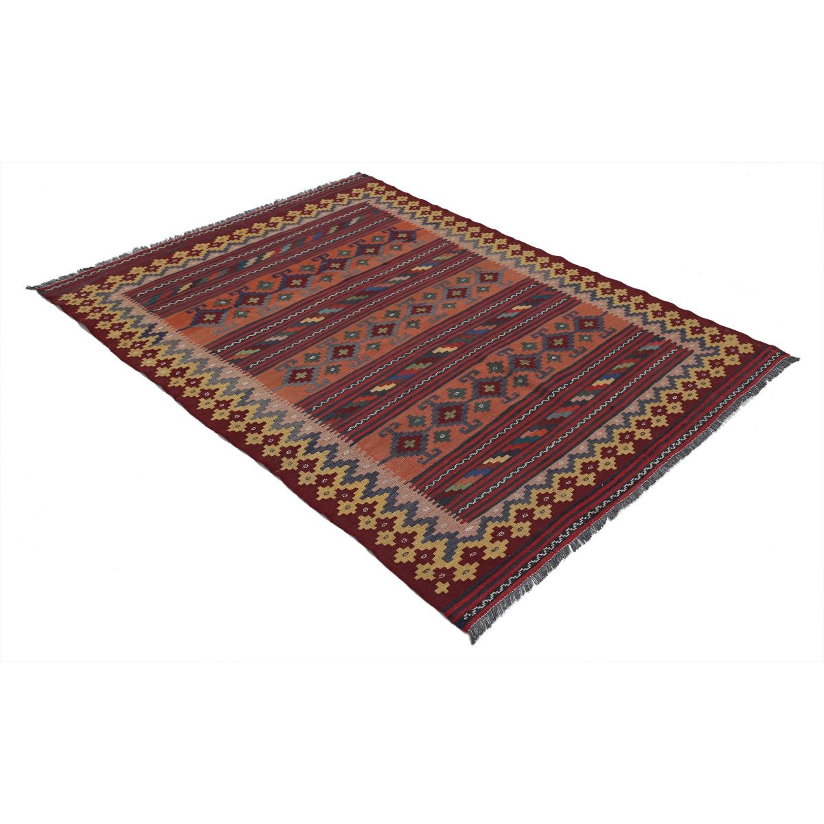 Sumak 5x6 Hand Woven Washable Wool Rug - Colorful