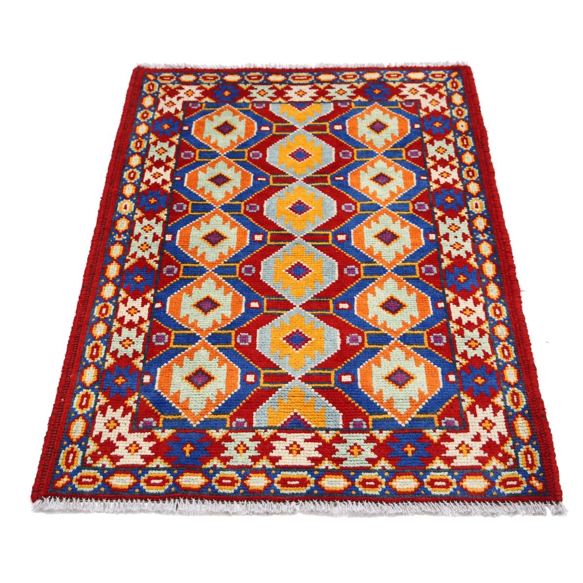 Revival 3x4 Handmade Double Knotted Washable Wool Rug - Colorful