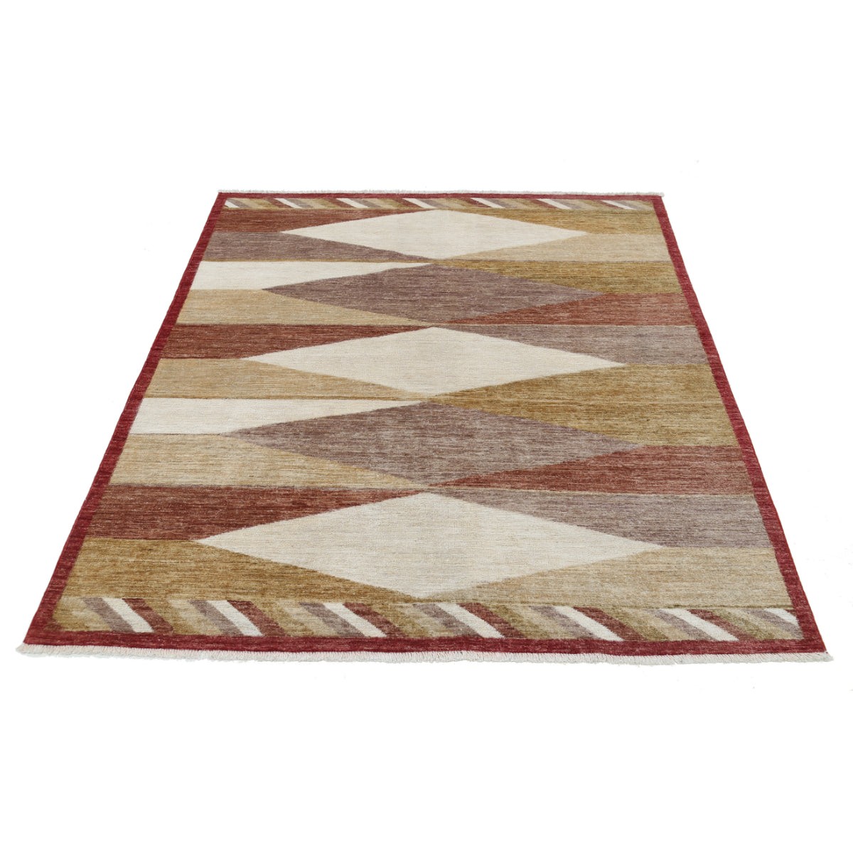 Modcar 5x6 Handmade Double Knotted Washable Wool Rug - Colorful