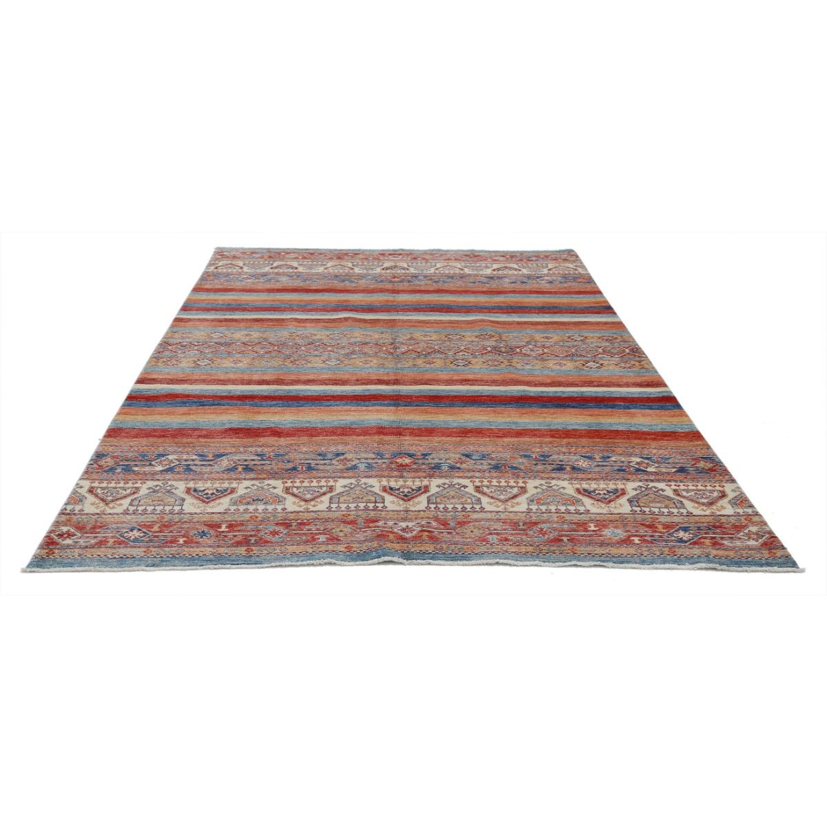 Khurjeen 7x10 Handmade Double Knotted Washable Wool Rug - Colorful