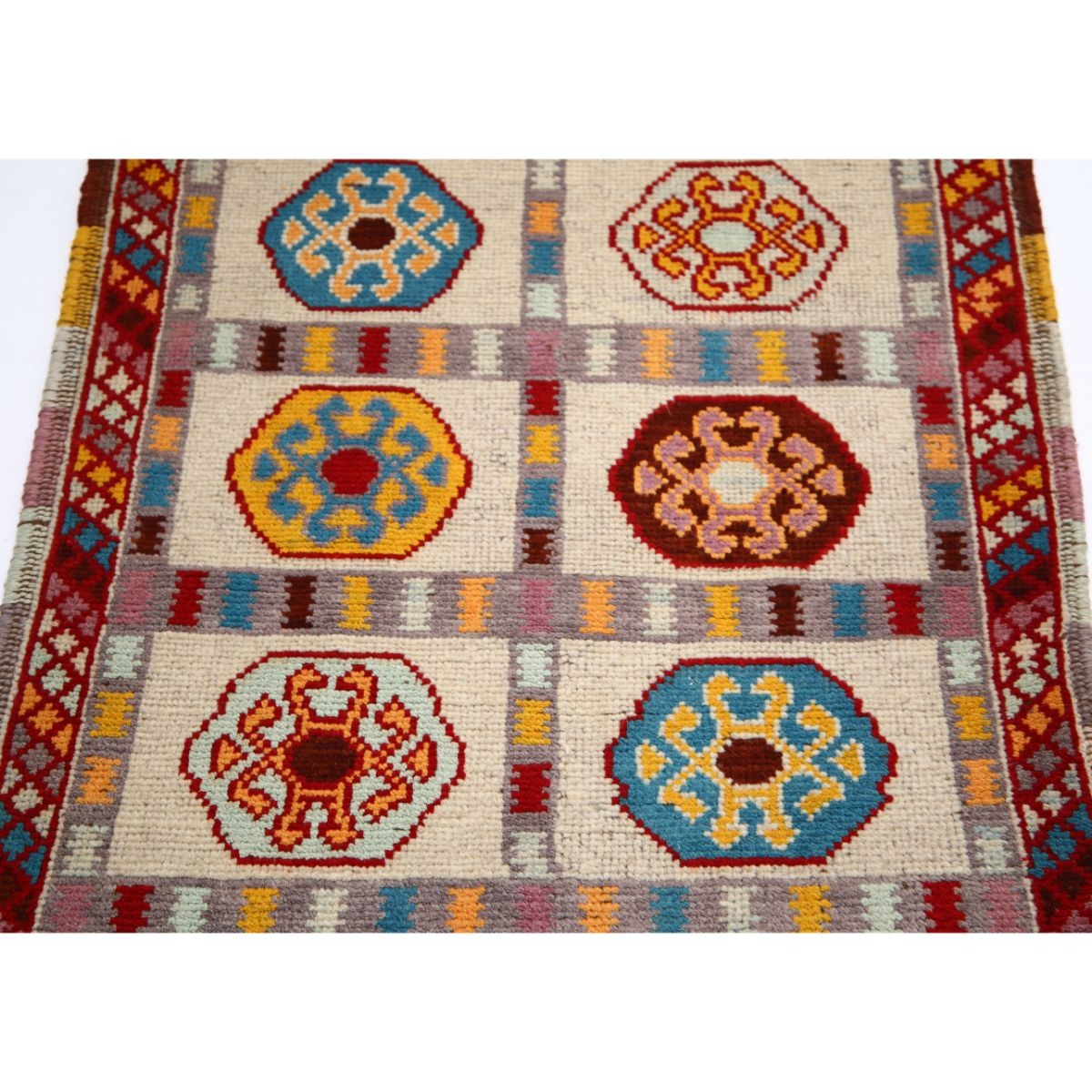 Revival 3x4 Handmade Double Knotted Washable Wool Rug - Colorful