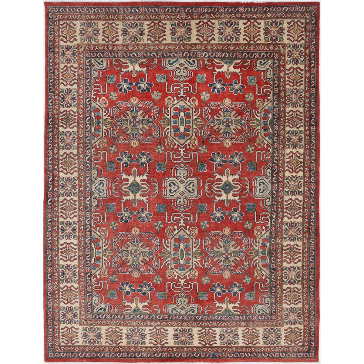 Kazak 8x10 Handmade Double Knotted Washable Wool Rug - Colorful