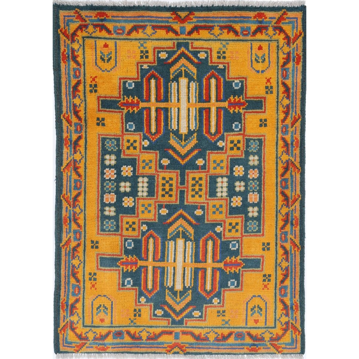 Revival 3x4 Handmade Double Knotted Washable Wool Rug - Colorful