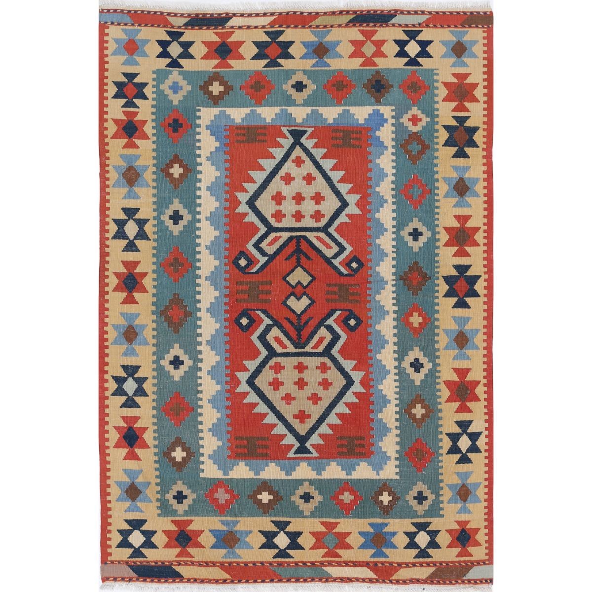 Kafkaas 5x7 Hand Woven Washable Wool Rug - Colorful