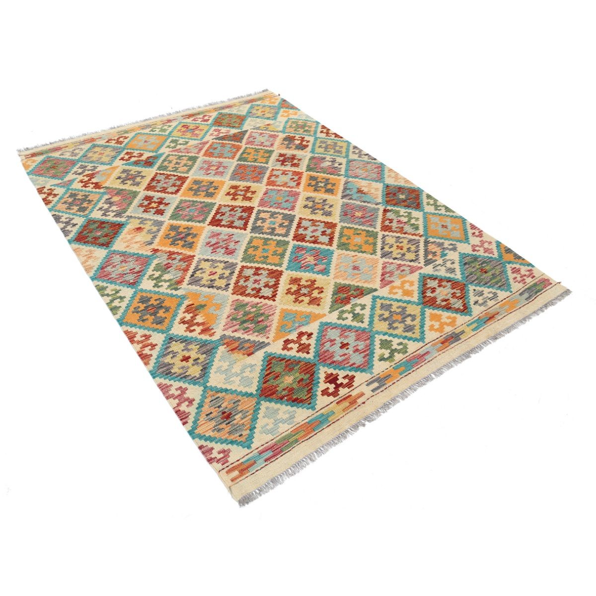 Maimana 5x7 Hand Woven Washable Wool Rug - Colorful