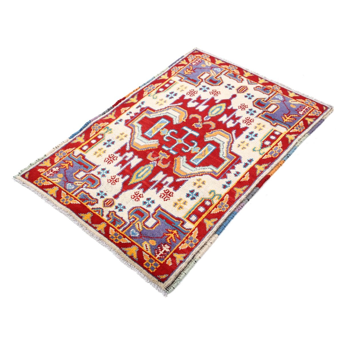 Revival 3x4 Handmade Double Knotted Washable Wool Rug - Colorful