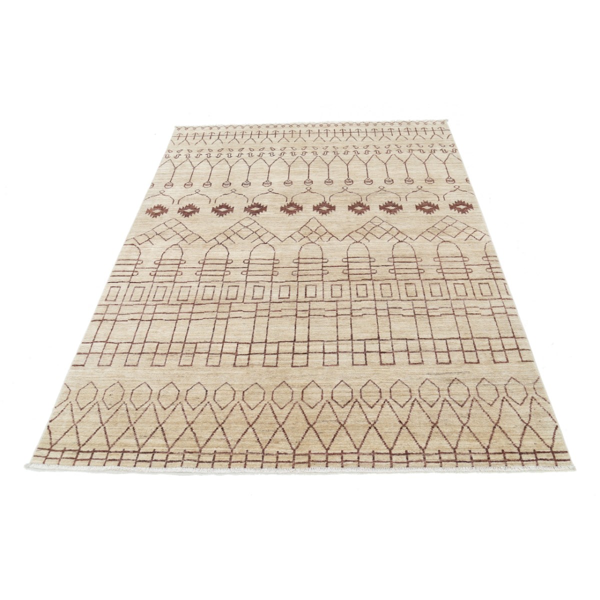 Modcar 5x7 Handmade Double Knotted Washable Wool Rug - Colorful