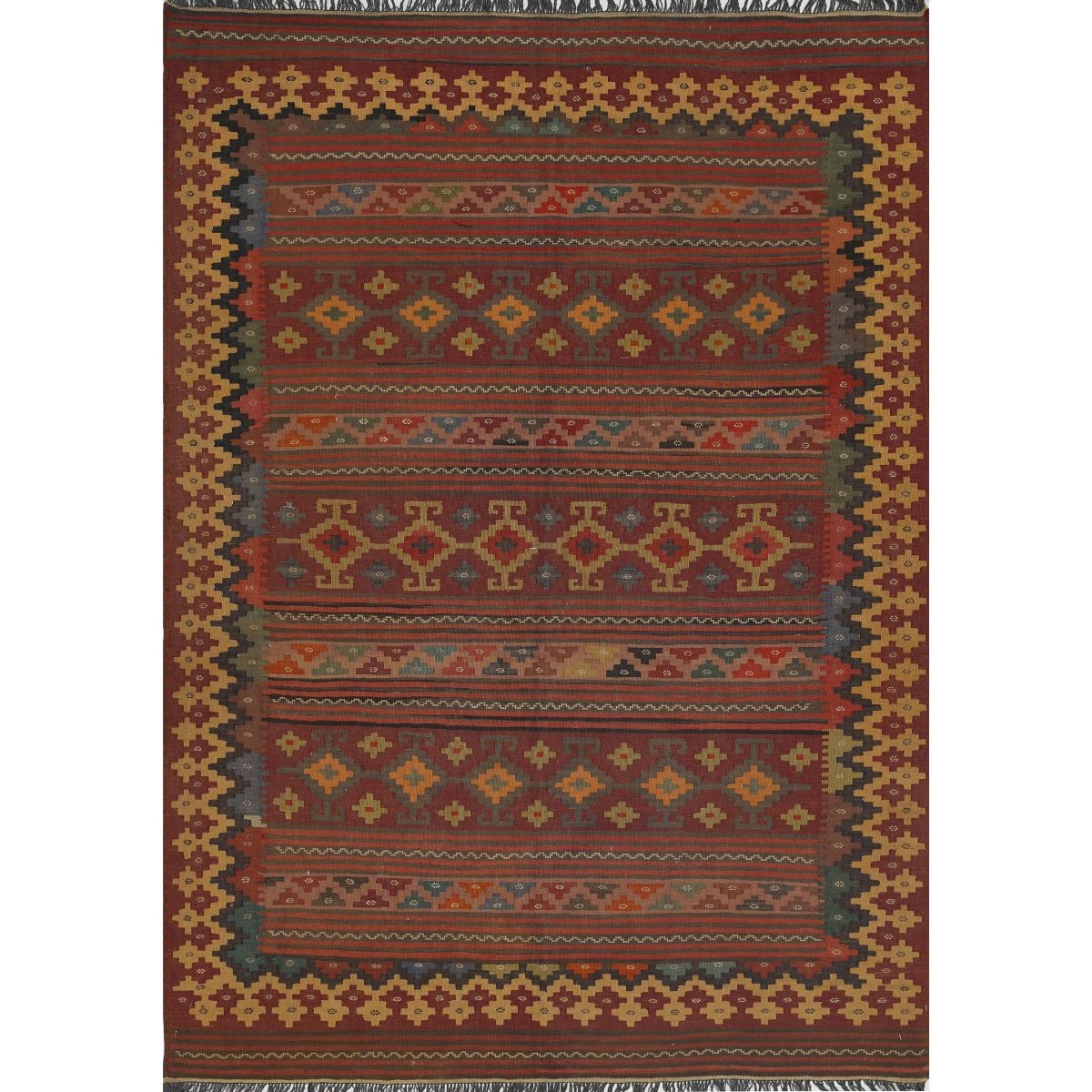 Sumak 5x7 Hand Woven Washable Wool Rug - Colorful
