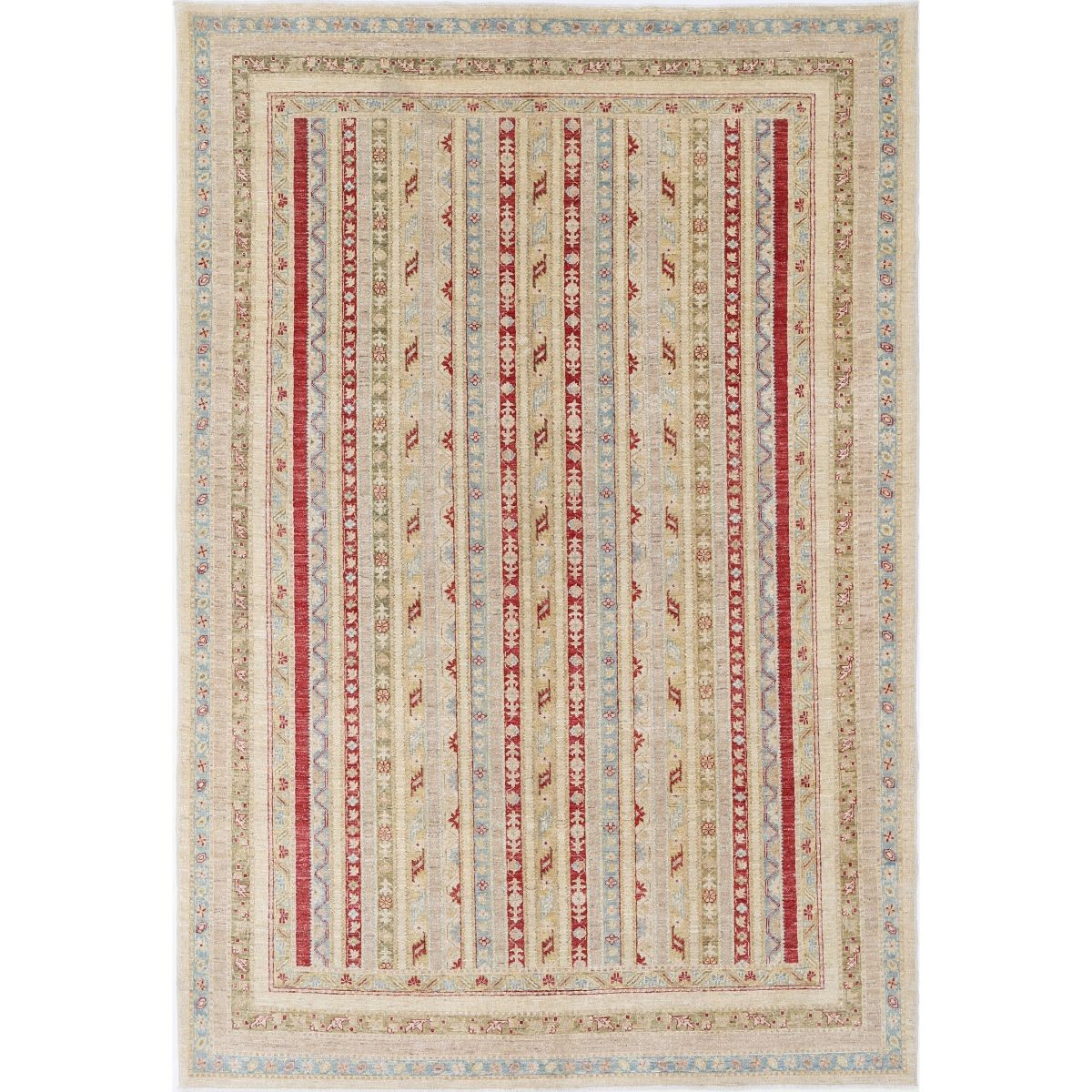 Shaal 7x10 Handmade Double Knotted Washable Wool Rug - Colorful