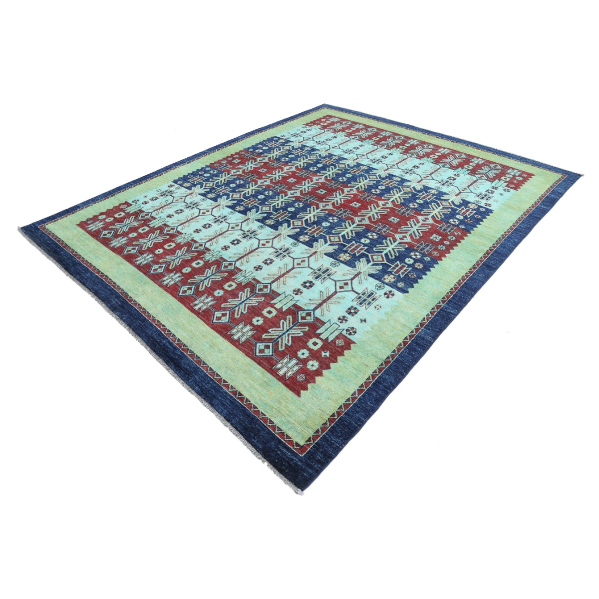 Modcar 8x10 Handmade Double Knotted Washable Wool Rug - Colorful