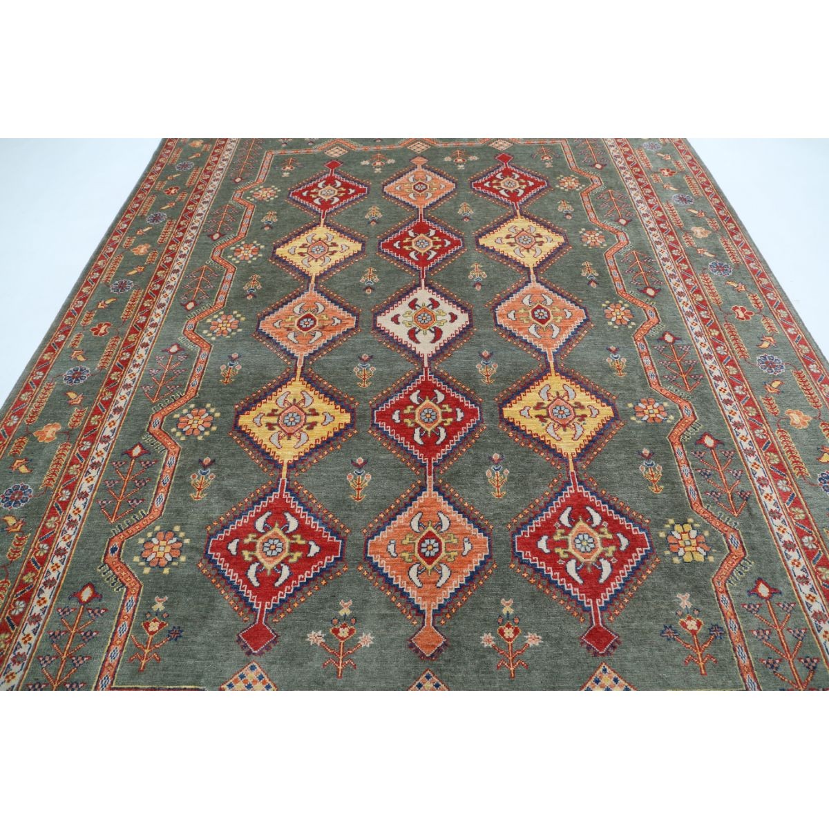 Revival 8x11 Handmade Double Knotted Washable Wool Rug - Colorful