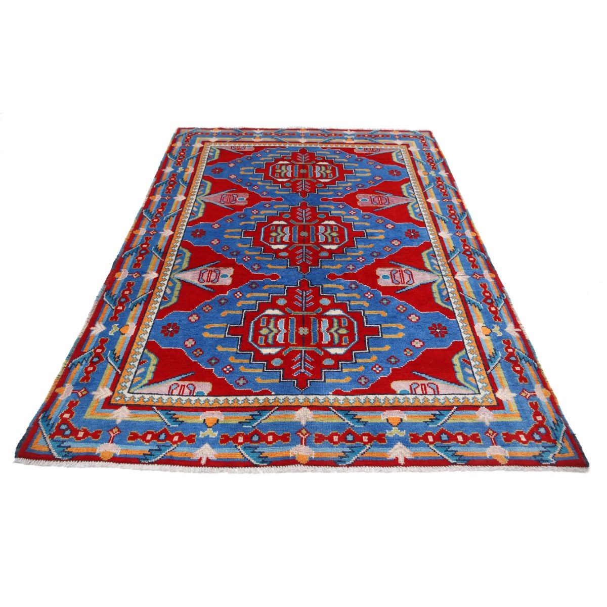 Revival 6x8 Handmade Double Knotted Washable Wool Rug - Colorful