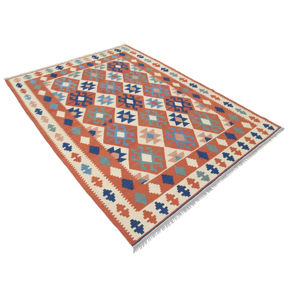 Kafkaas 6x8 Hand Woven Washable Wool Rug - Colorful