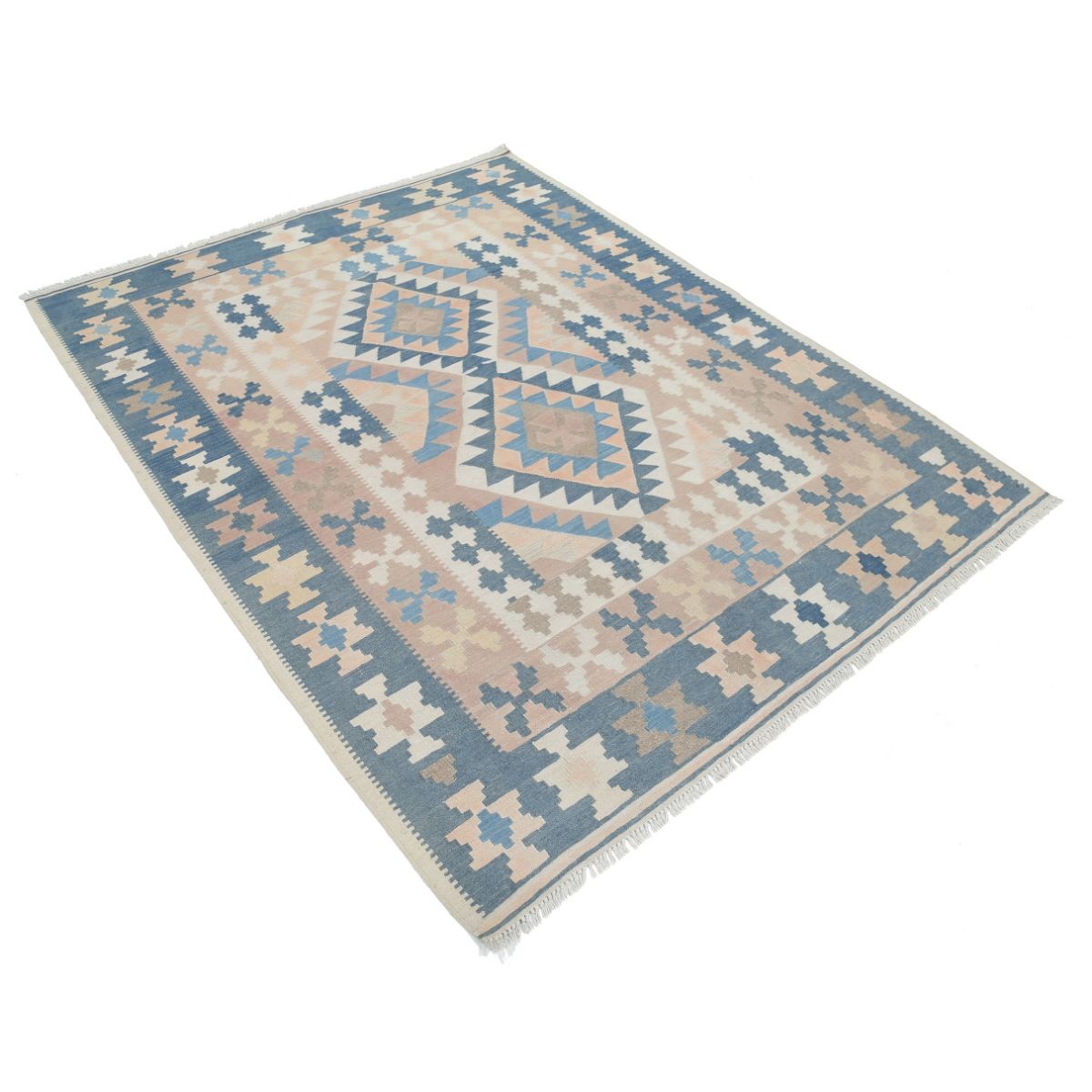Kafkaas 5x7 Hand Woven Washable Wool Rug - Soft Hues