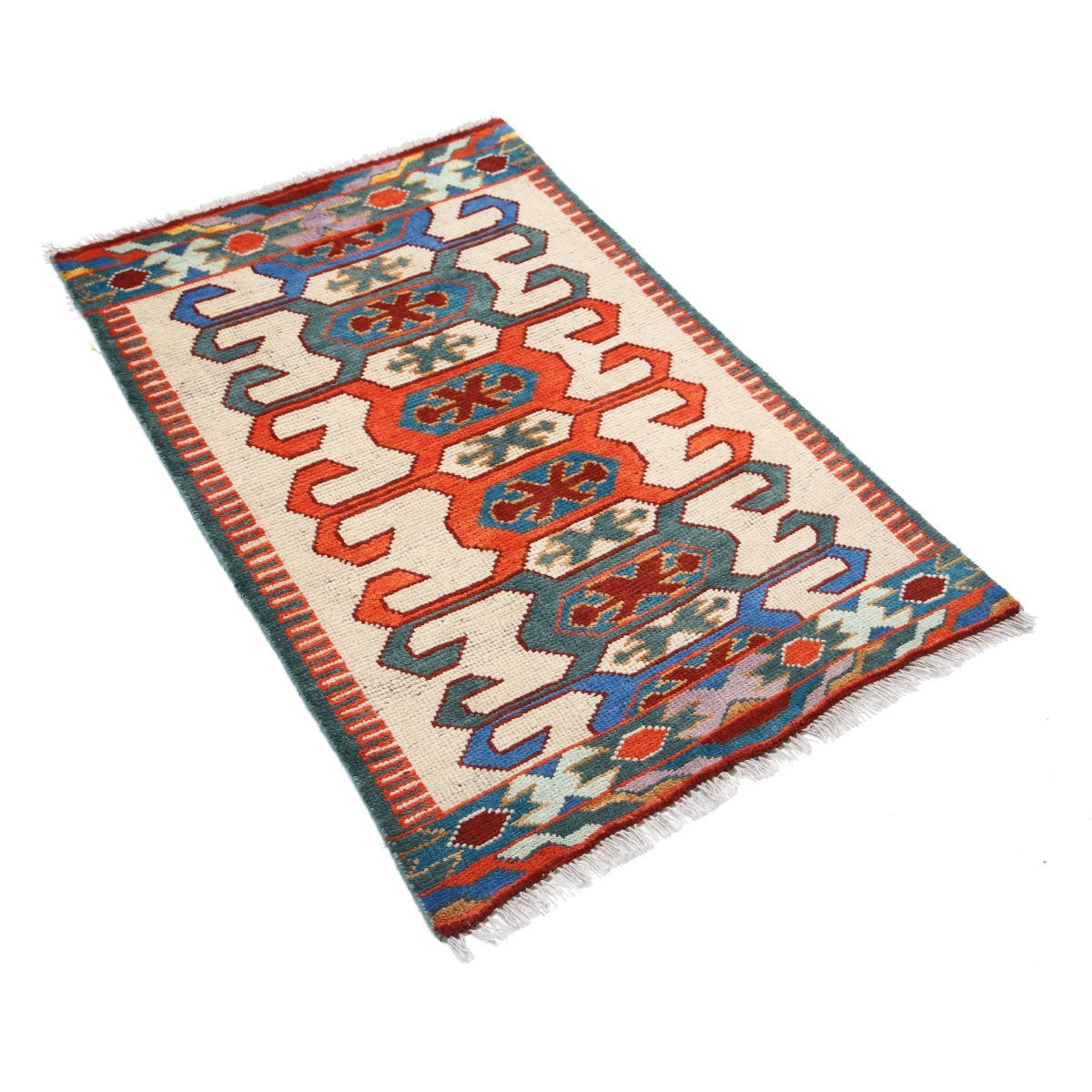 Revival 3x4 Handmade Double Knotted Washable Wool Rug - Colorful