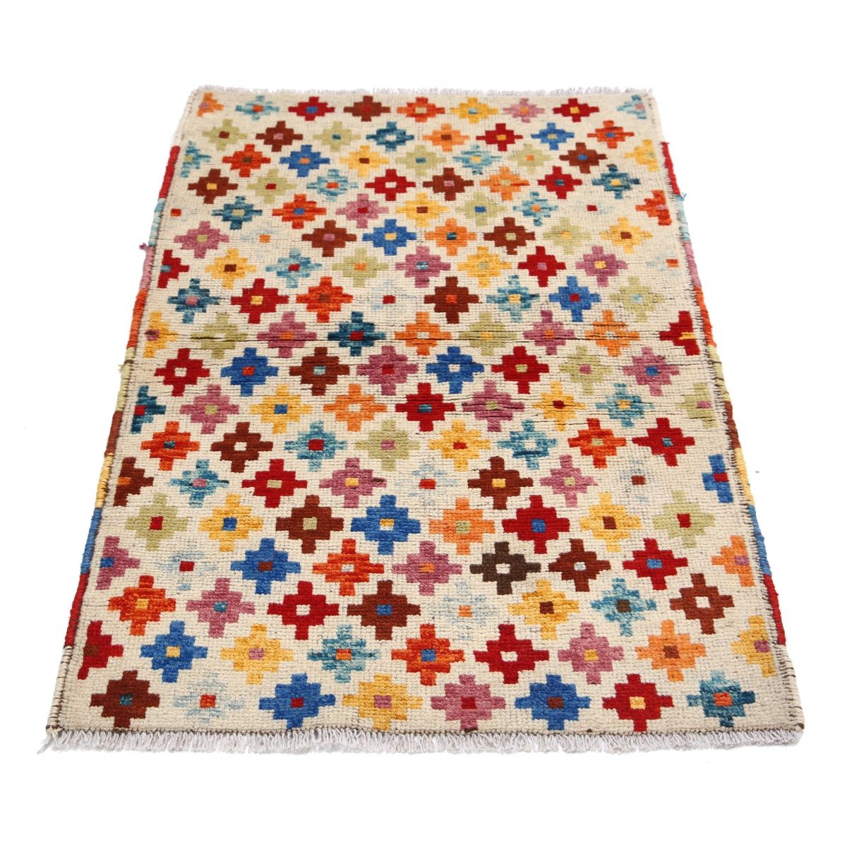 Revival 3x4 Handmade Double Knotted Washable Wool Rug - Colorful