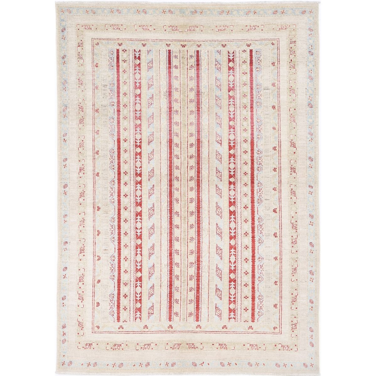 Shaal 6x8 Handmade Double Knotted Washable Wool Rug - Soft Hues