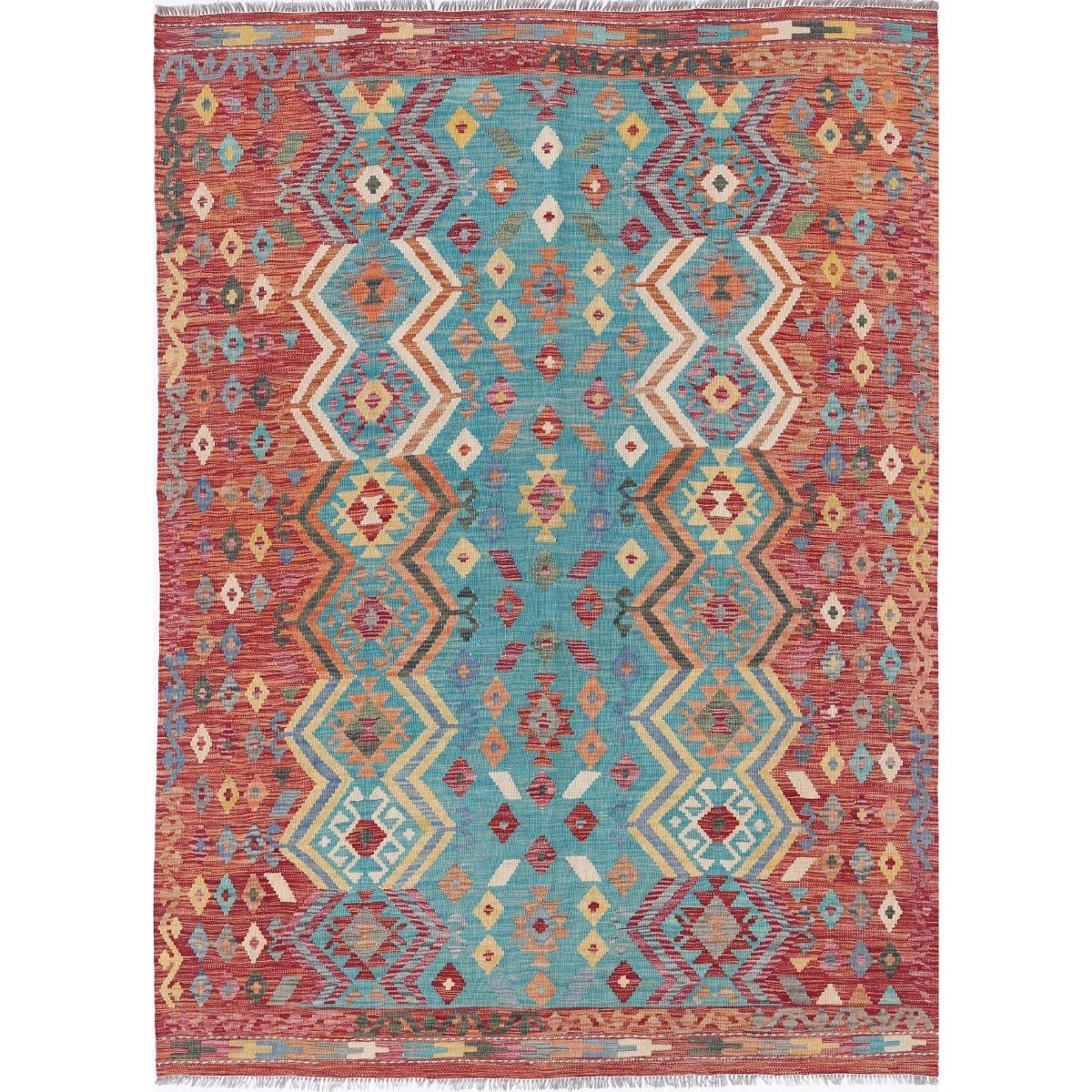 Maimana 6x8 Hand Woven Washable Wool Rug - Colorful