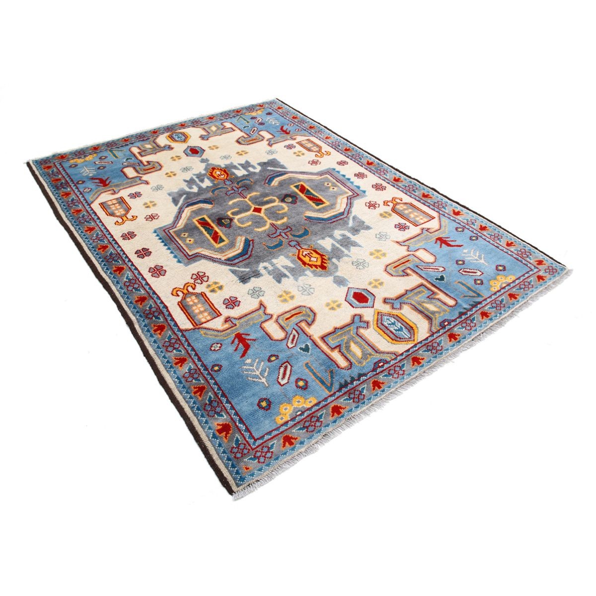 Revival 6x8 Handmade Double Knotted Washable Wool Rug - Colorful