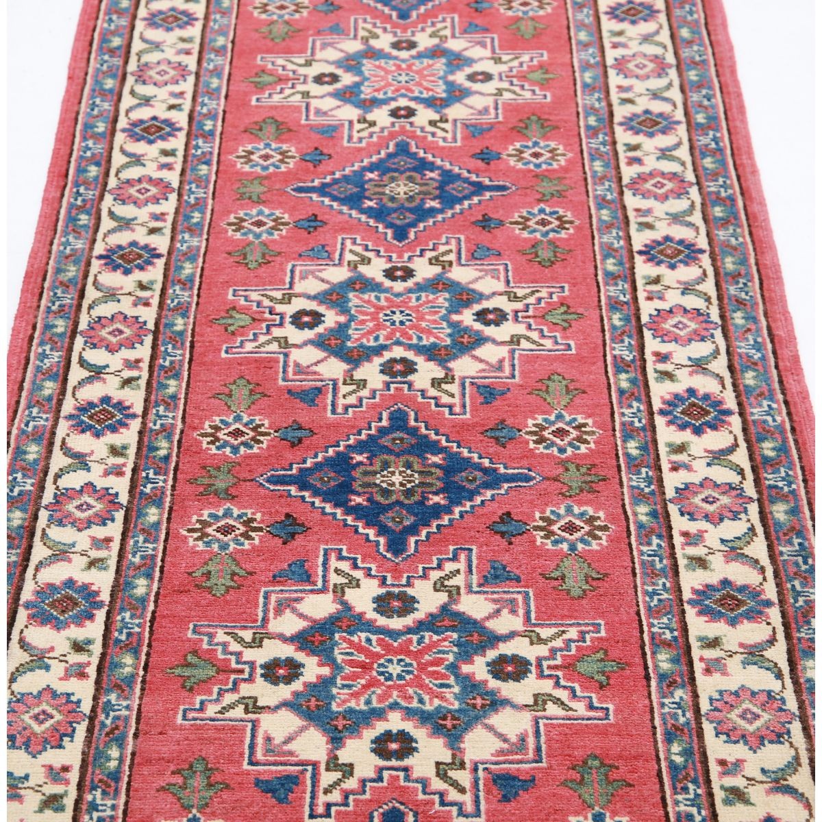 Kazak 3x9 Handmade Double Knotted Washable Wool Runner - Colorful