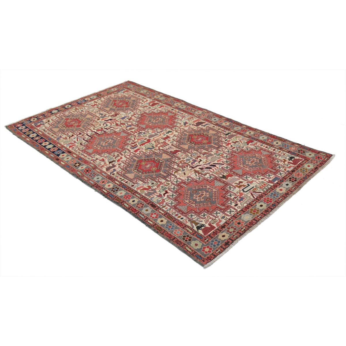 Sumak 4x7 Hand Woven Washable Wool Rug - Colorful