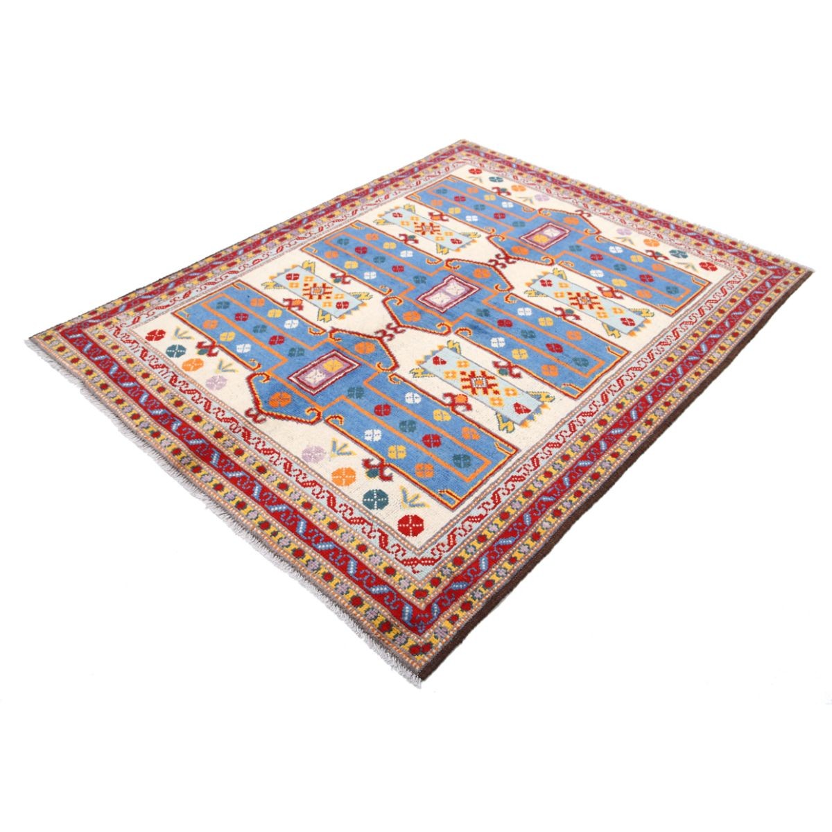 Revival 5x7 Handmade Double Knotted Washable Wool Rug - Colorful