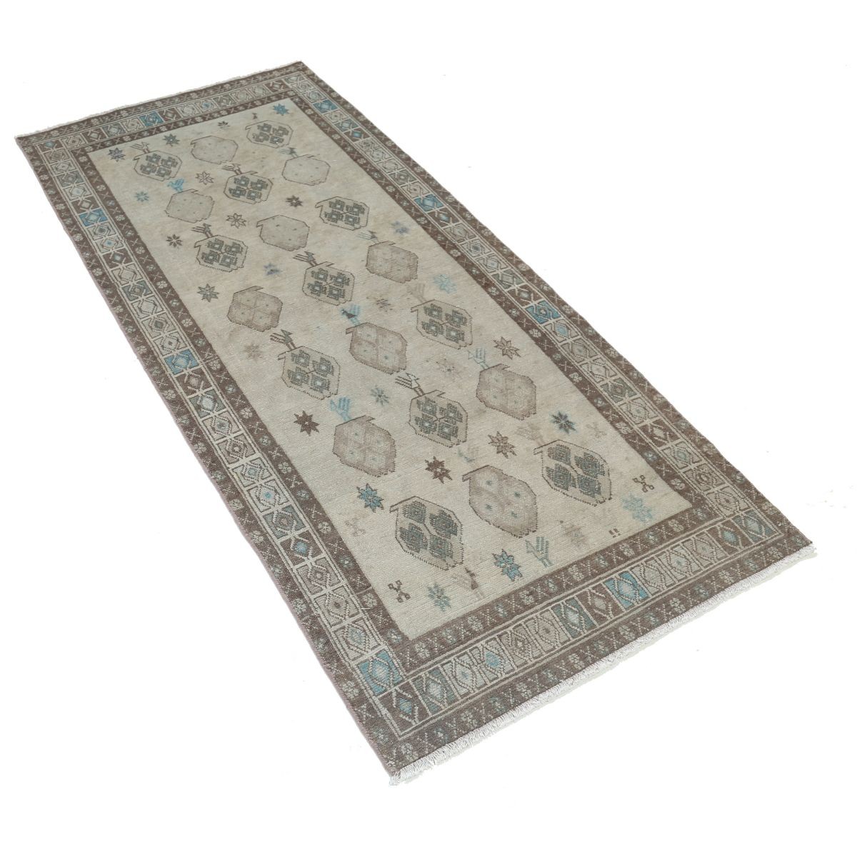 Vintage 3x7 Handmade Double Knotted Washable Wool Runner - Soft Hues