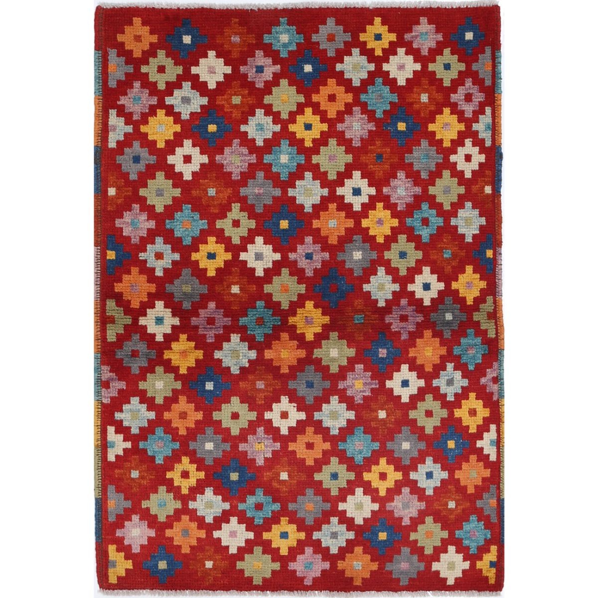 Revival 3x4 Handmade Double Knotted Washable Wool Rug - Colorful