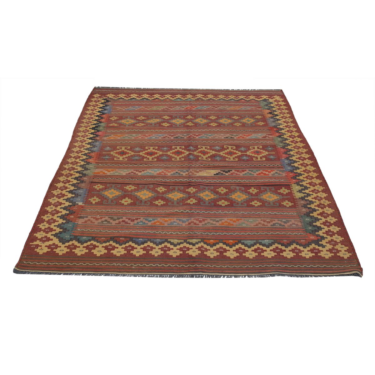 Sumak 5x7 Hand Woven Washable Wool Rug - Colorful