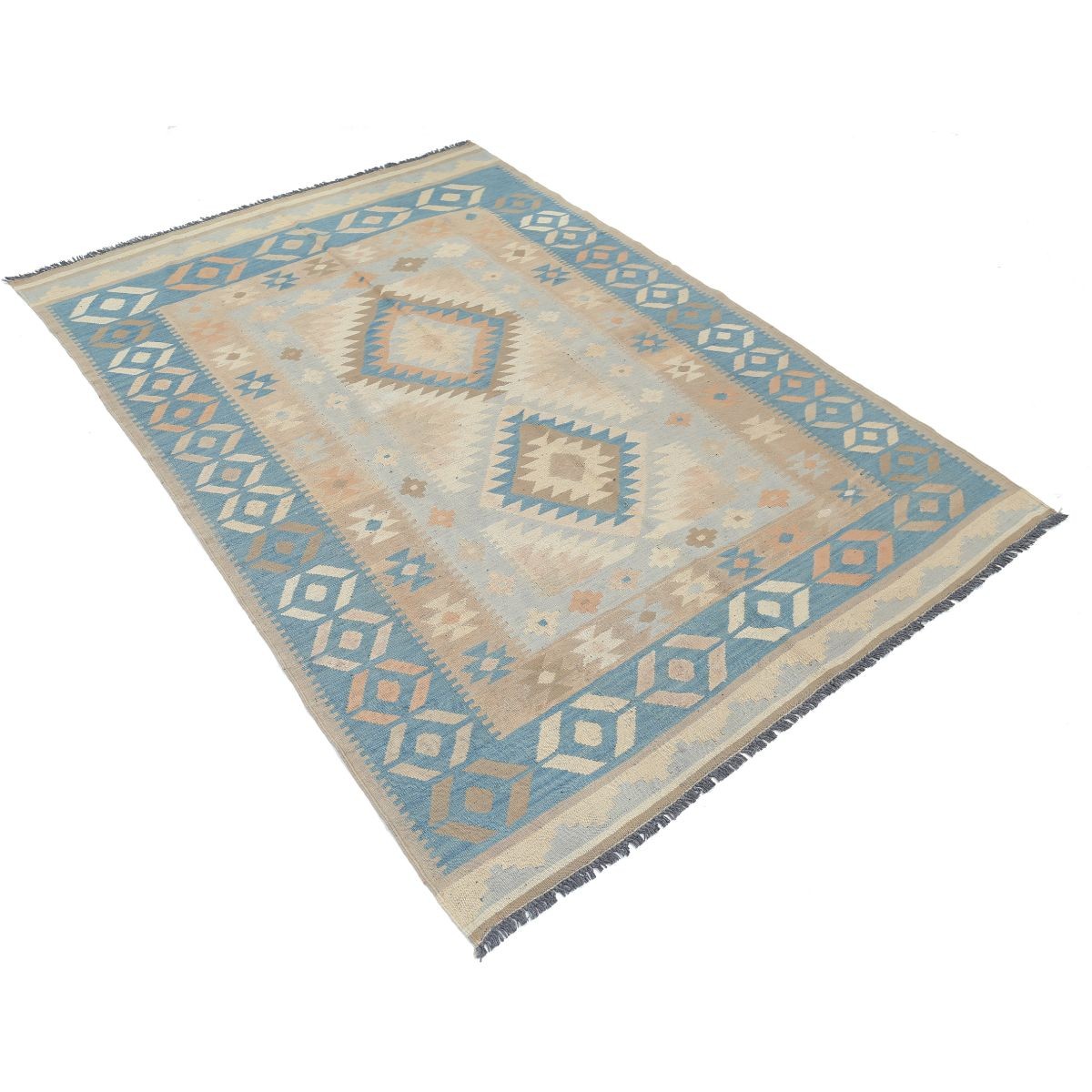 Kafkaas 5x7 Hand Woven Washable Wool Rug - Soft Hues