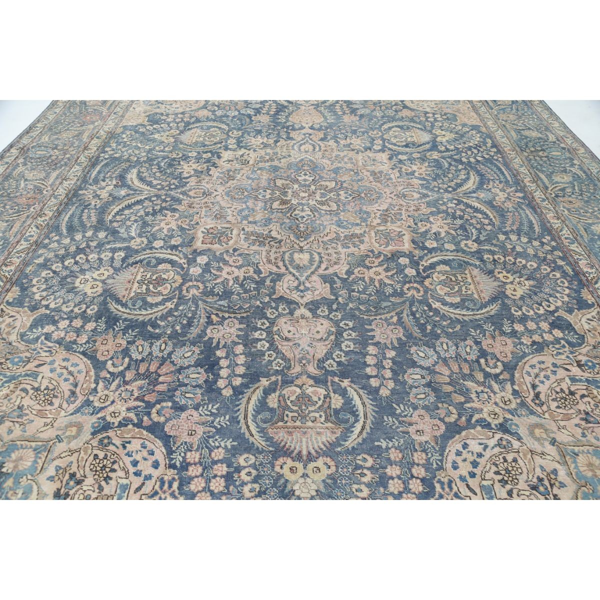 Vintage 12x15 Handmade Double Knotted Washable Wool Rug - Soft Hues