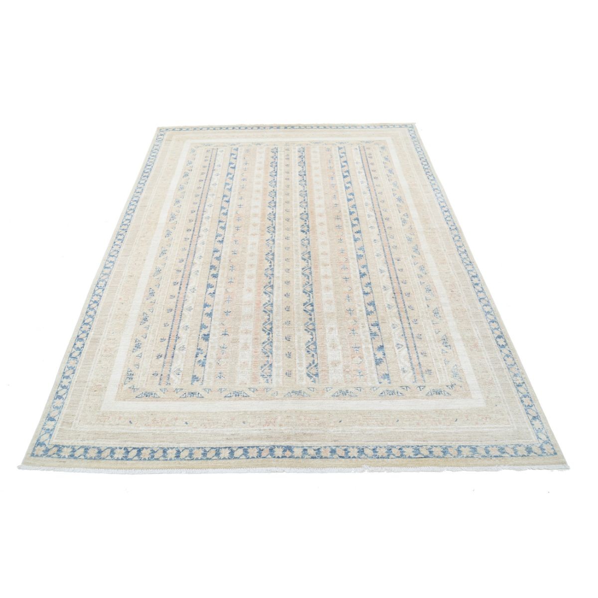 Shaal 5x8 Handmade Double Knotted Washable Wool Rug - Soft Hues