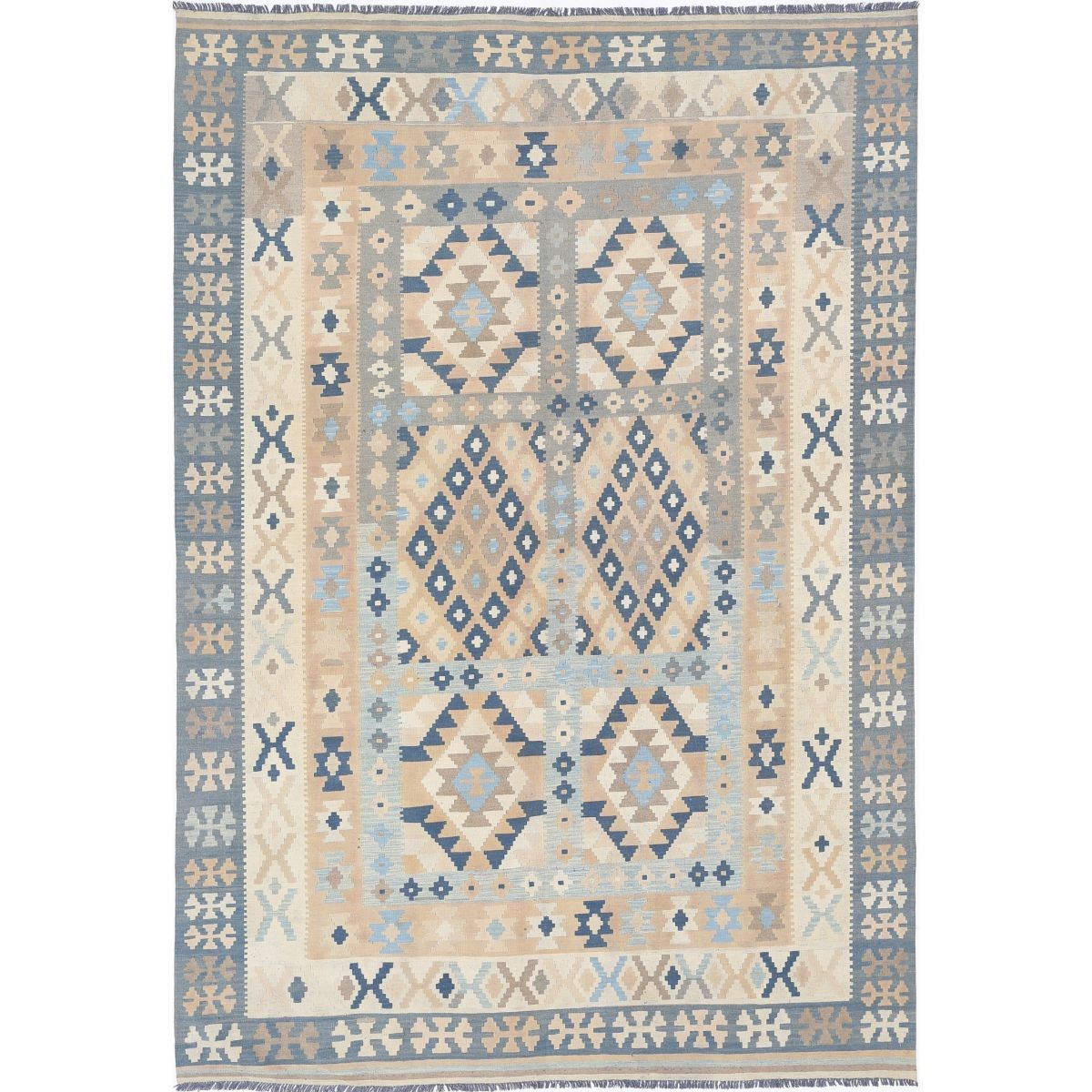 Kafkaas 7x10 Hand Woven Washable Wool Rug - Soft Hues