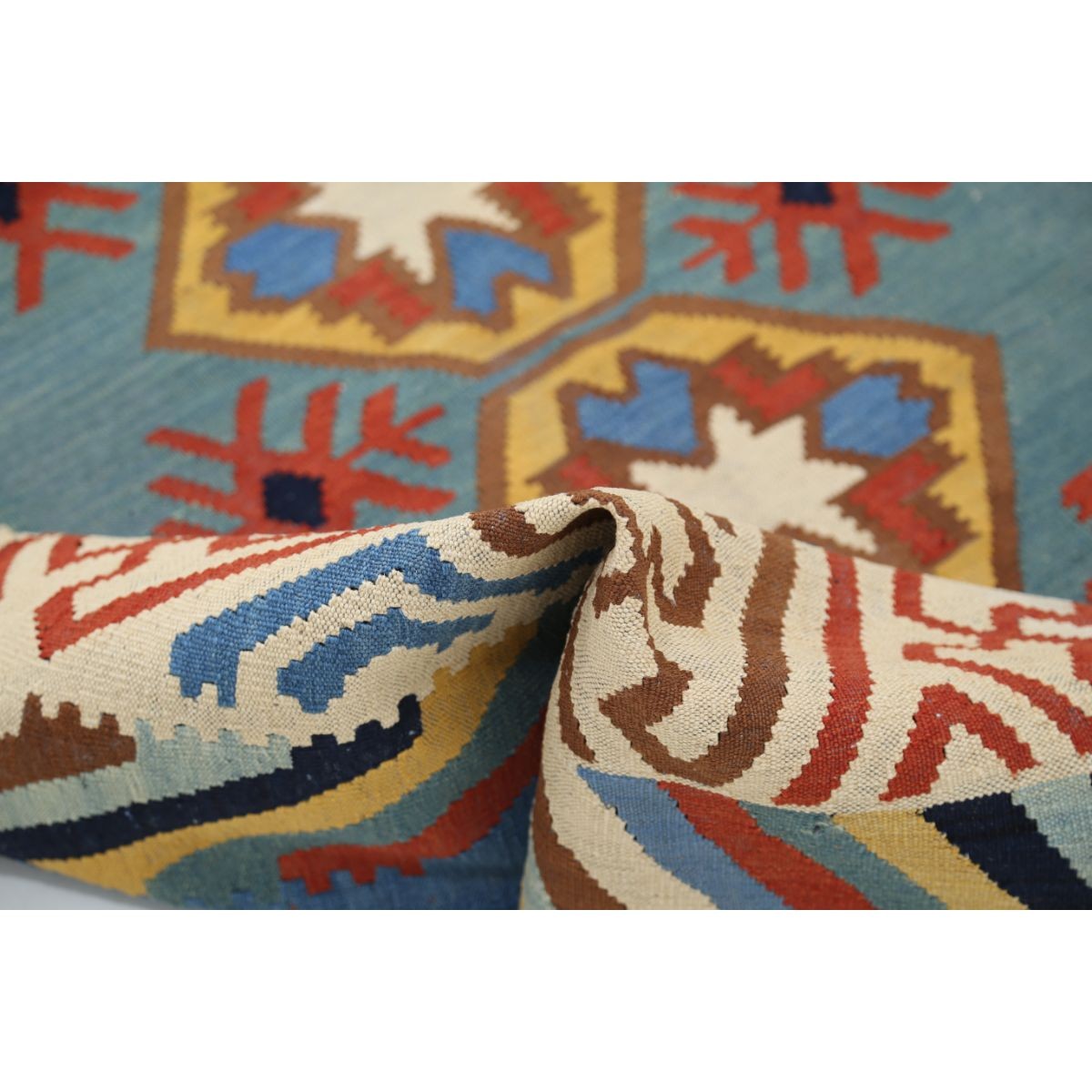Kafkaas 5x7 Hand Woven Washable Wool Rug - Colorful