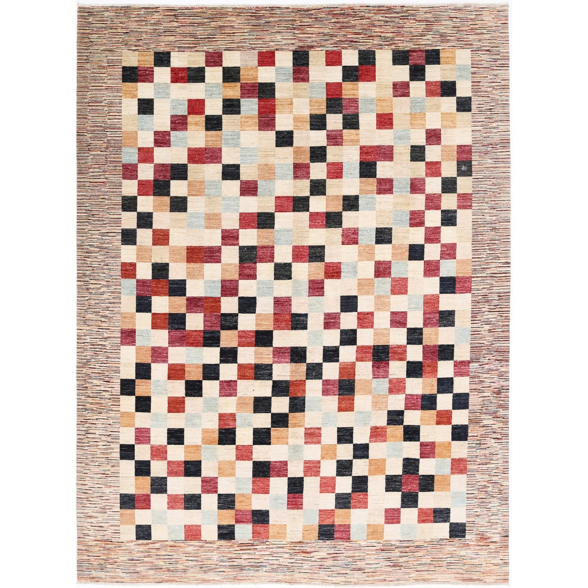 Modcar 10x13 Handmade Double Knotted Washable Wool Rug - Colorful