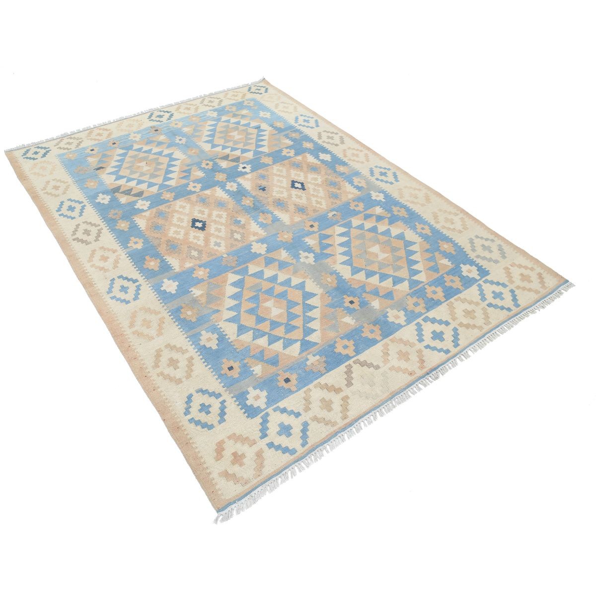 Kafkaas 5x7 Hand Woven Washable Wool Rug - Soft Hues
