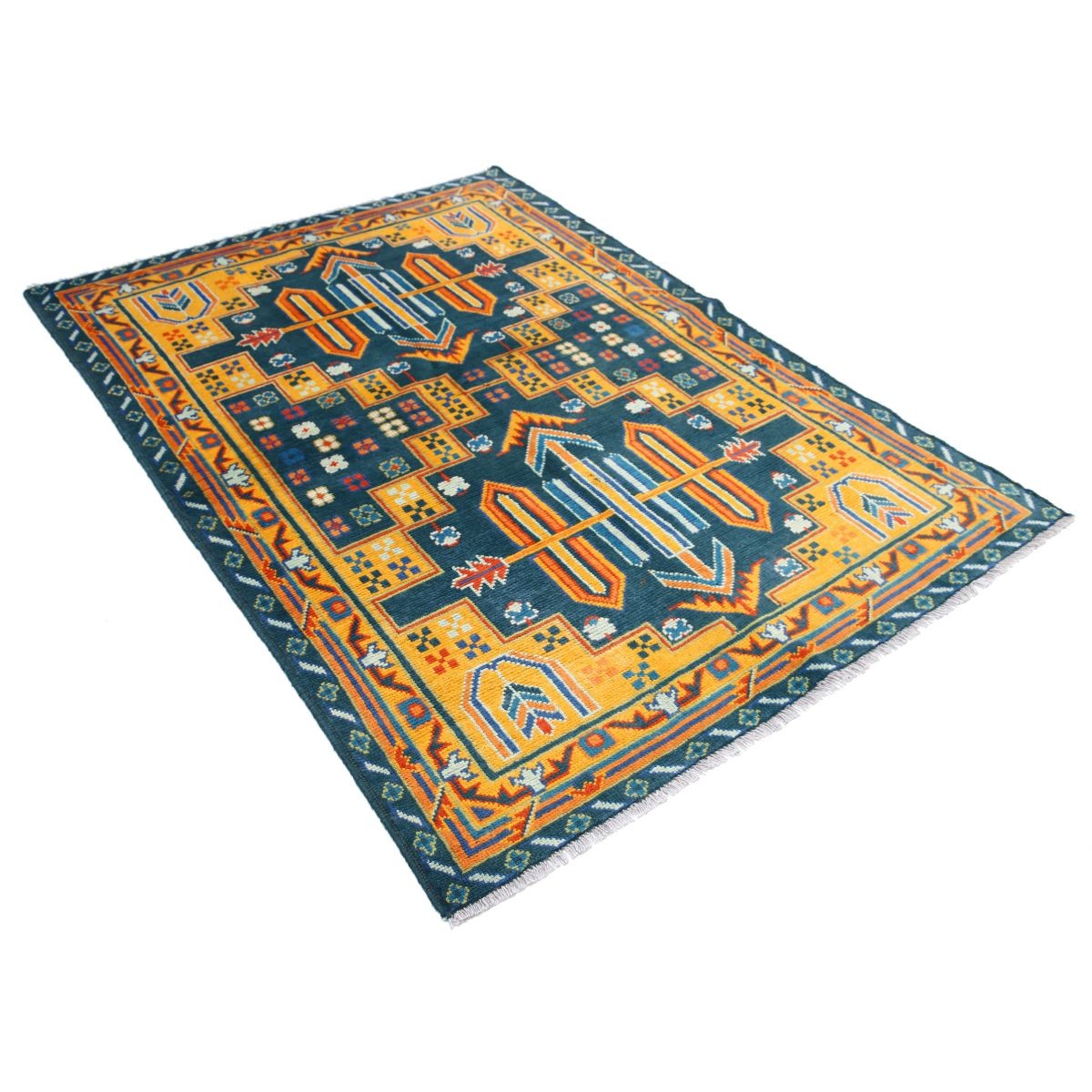 Revival 5x7 Handmade Double Knotted Washable Wool Rug - Colorful