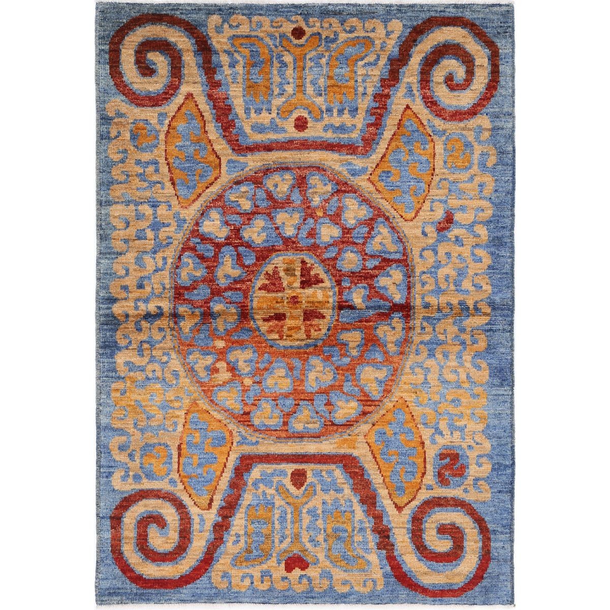 Revival 4x6 Handmade Double Knotted Washable Wool Rug - Colorful