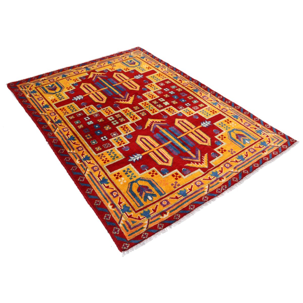 Revival 5x6 Handmade Double Knotted Washable Wool Rug - Colorful