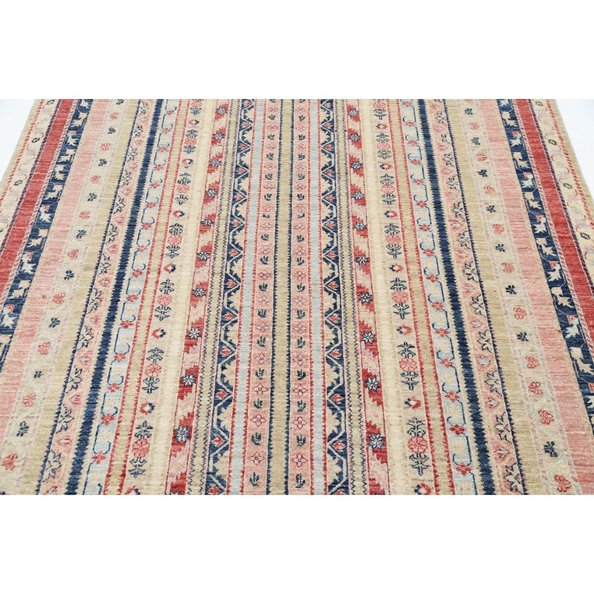Shaal 6x8 Handmade Double Knotted Washable Wool Rug - Colorful