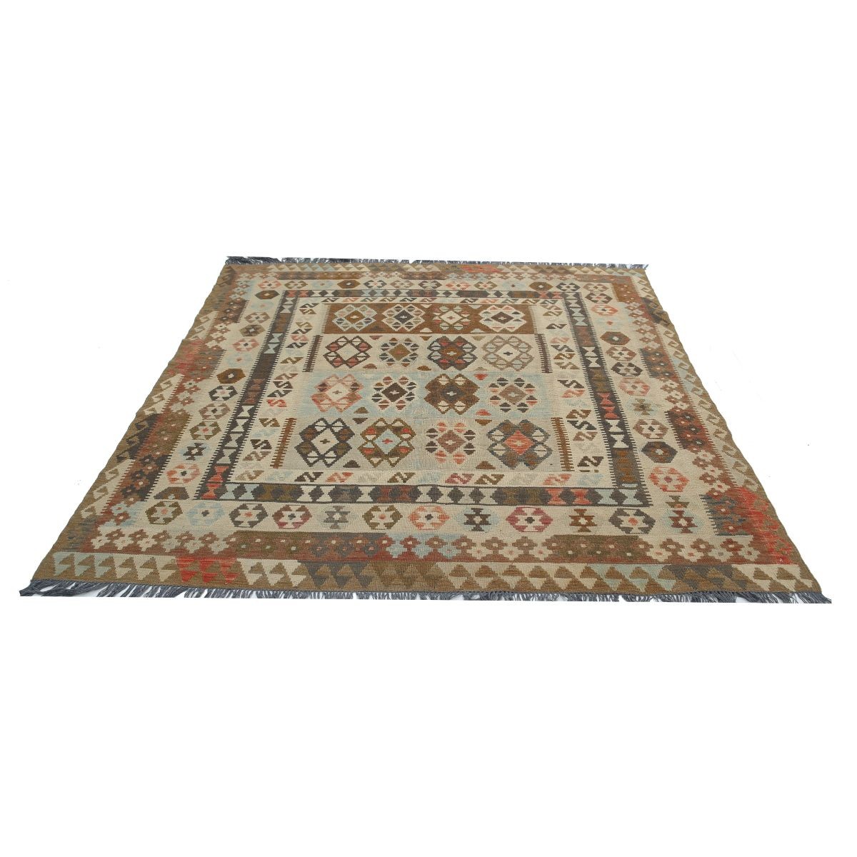Maimana 7x7 Hand Woven Washable Wool Rug - Colorful - Square