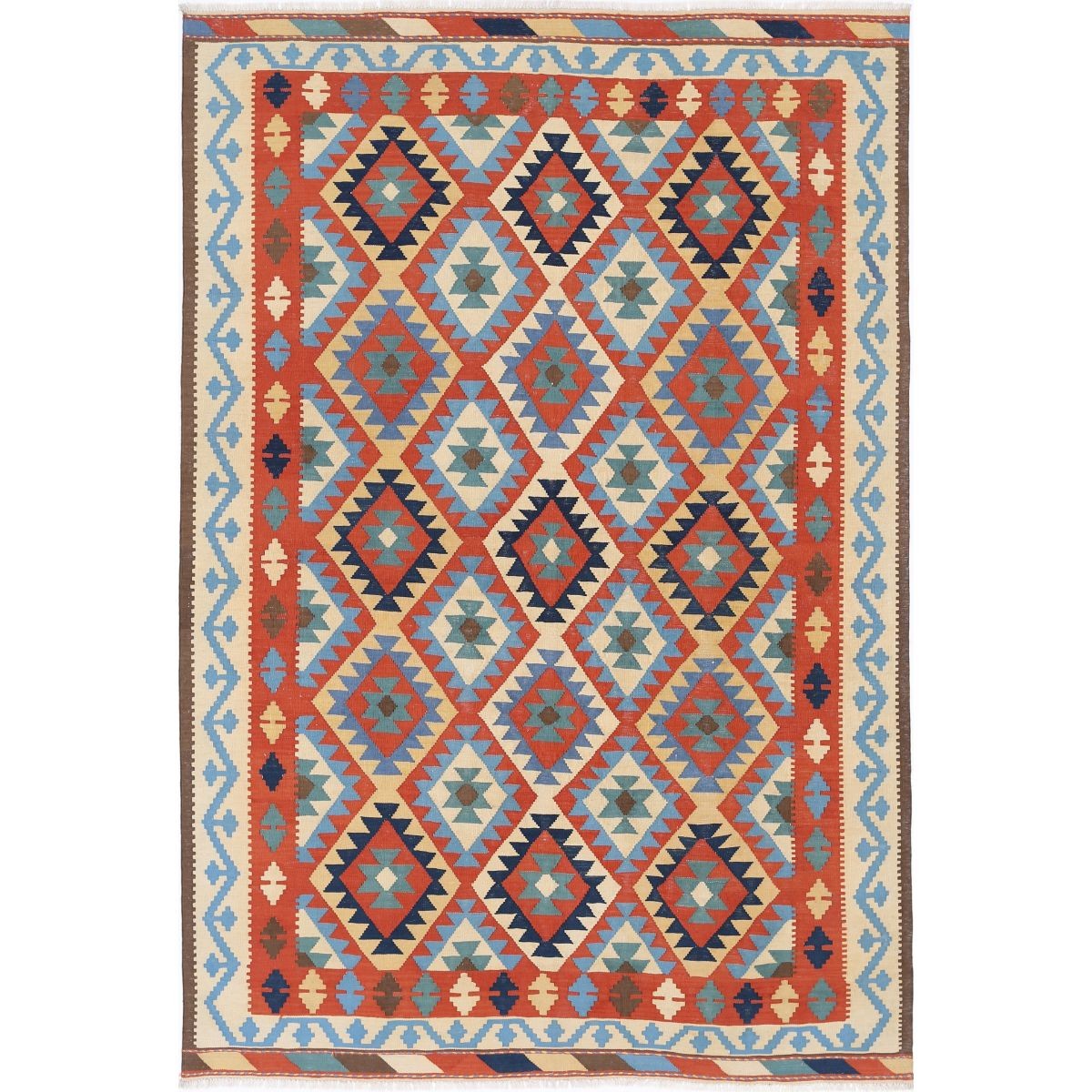 Kafkaas 7x10 Hand Woven Washable Wool Rug - Colorful