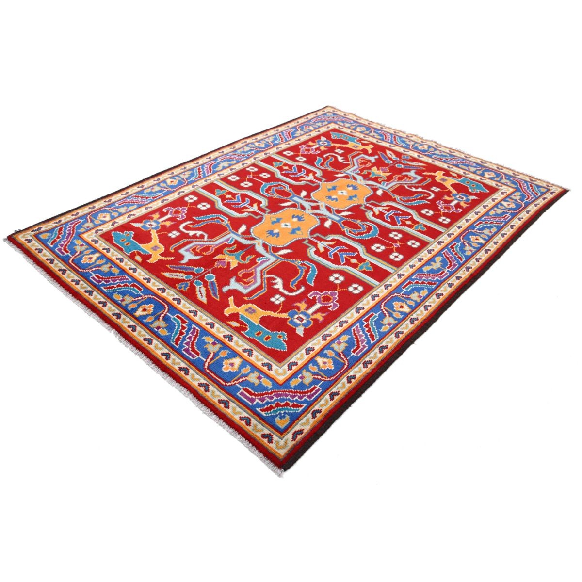 Revival 6x8 Handmade Double Knotted Washable Wool Rug - Colorful