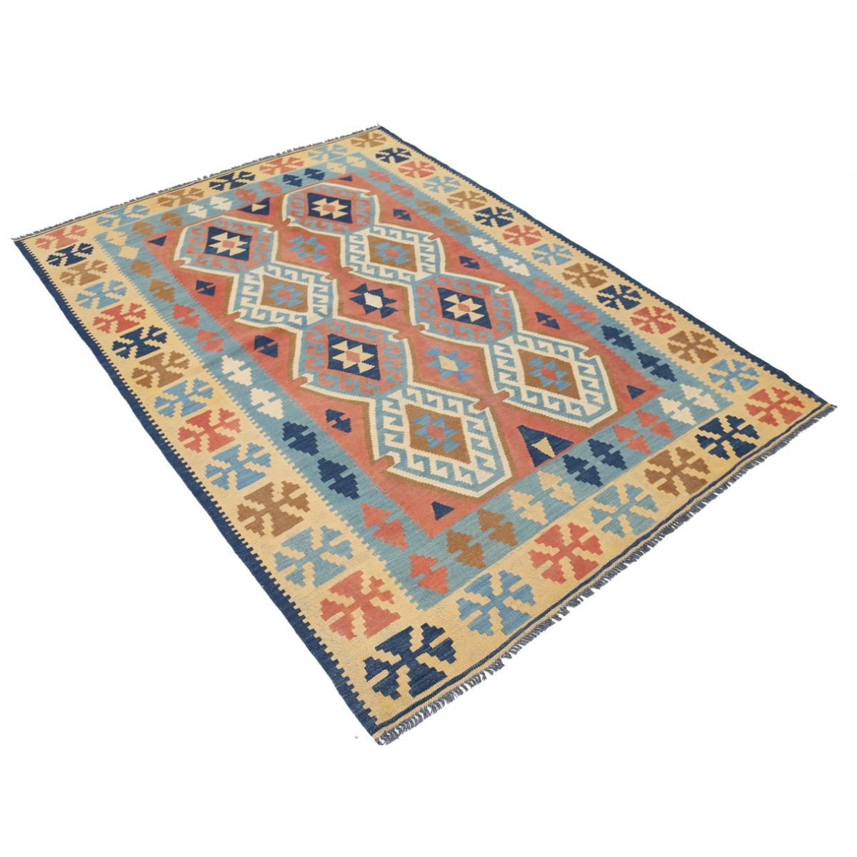 Kafkaas 5x7 Hand Woven Washable Wool Rug - Colorful